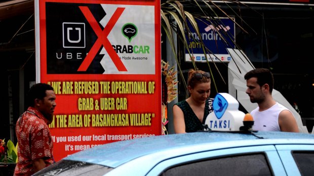 Renegade ride-sharing service Uber is not only defying a ban on its cars in Bali but has upped the ante by offering helicopter rides on the resort island.