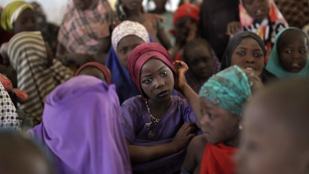 Nigerian girls who fled Boko Haram  to Chad gather in a school set up by UNICEF at the Baga Sola refugee camp.