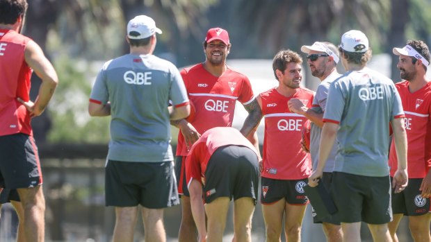 All smiles: Buddy Franklin is eyeing a return to the starting side.