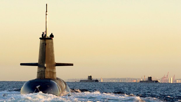 Royal Australian Navy Collins-class submarines during an international naval exercise. The US Armed Services Committee recently heard that by 2020, China is likely to have 82 submarines in the Asia-Pacific area.