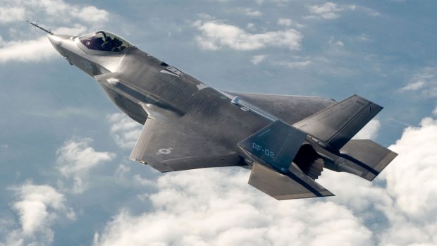 A F-35 stealth fighter; Trump vowed to spend more on defence if elected.