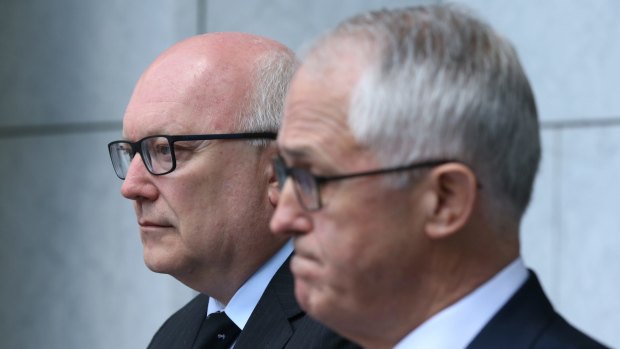 Attorney-General Senator George Brandis, pictured with Mr Turnbull on Tuesday, is among those suggested to be in line for a shift.
