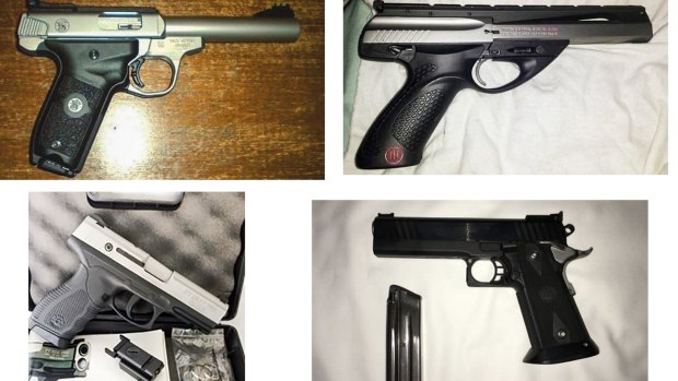 Firearms available for sale on various gun websites.