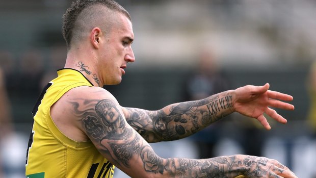 Dustin Martin at training before the Tigers face the Cats.