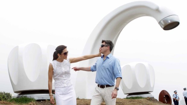 Denmark's Crown Princess Mary and Crown Prince Frederik visiting Sculpture by The Sea in 2011.
