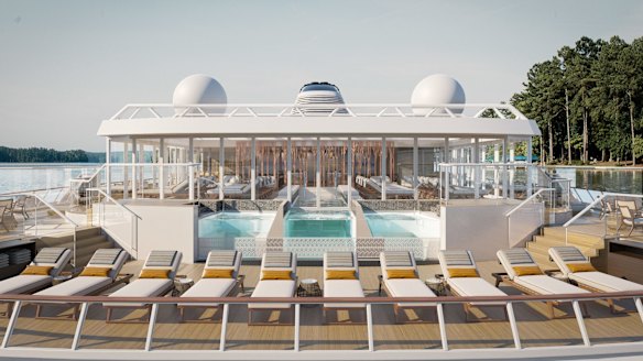 The planned terrace and infinity pool on board.