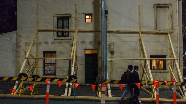The bracing put on the building after an engineers report by Melbourne City Council. 