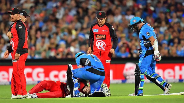 Night to Forget Part II: Peter Nevill is floored against the Strikers.