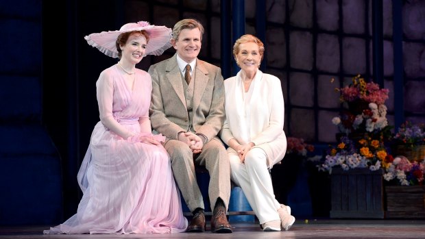 Julie Andrews (right) with Anna O'Byrne and Charles Edwards, who play Eliza Doolittle and Charles Edwards in My Fair Lady.