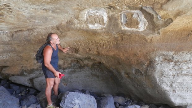 Rock drawings done by Polynesians who lived on Pitcairn Island centuries ago has been seen by very few visitors.