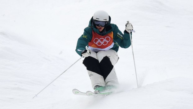 Jakara Anthony in action the women's moguls at the Phoenix Snow Park in PyeongChang.