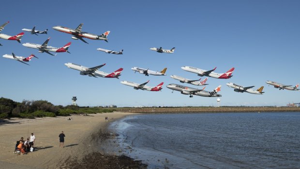 A time-lapse image of planes taking off from Sydney Airport. Traffic between Sydney and Melbourne has bounced back.