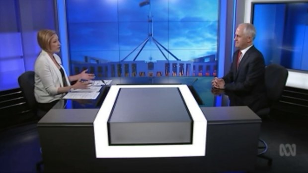 Mr Turnbull sparred with host Leigh Sales (left), then said he was confident he would win the next election.