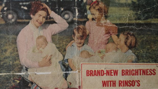 The family appeared in an ad for Rinso, even though Mrs French reckoned it was too harsh on nappies.