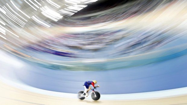 Bradley Wiggins rides to a new World Hour record in London on Sunday.