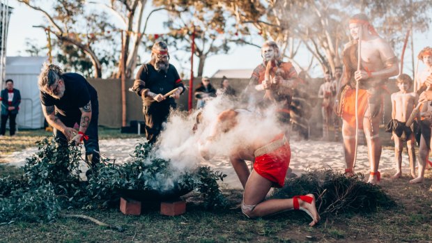 Inland Sea of Sound Festival smoking ceremony.