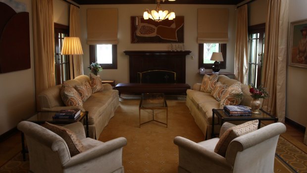 The drawing room at The Lodge in Canberra. 