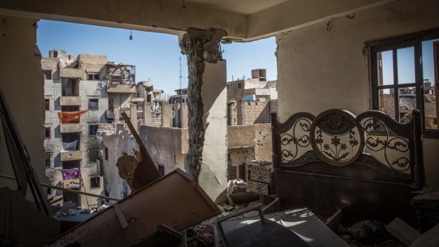 A destroyed bedroom in Raqqa, which was declared liberated in October.
