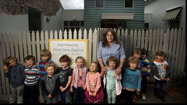 Rays of sunshine: Castlemaine Childcare Centre co-ordinator Ayesha MacEwan and her  kindergarten kids have turned to renewable energy by raising money for solar panels.