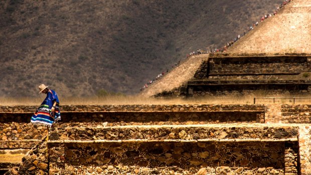 A close-up of the gargantuan pyramids near Mexico City.