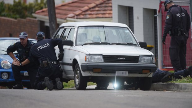 Police at the scene where Pasquale Barbaro was shot dead.