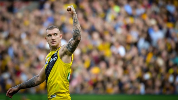 Champion: Dustin Martin played a key role in Richmond's premiership success in 2017.