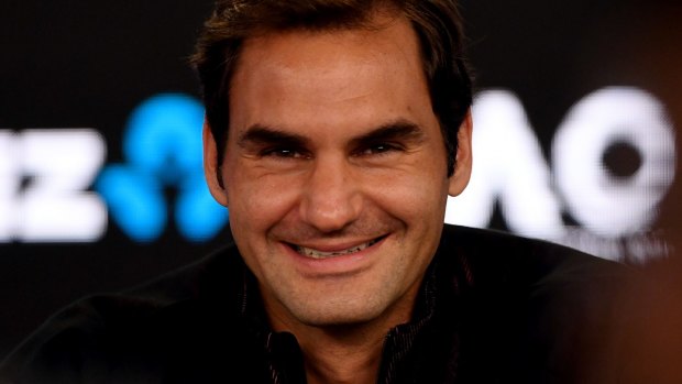 All smiles: Roger Federer addresses the media during press conference ahead of the 2018 Australian Open.