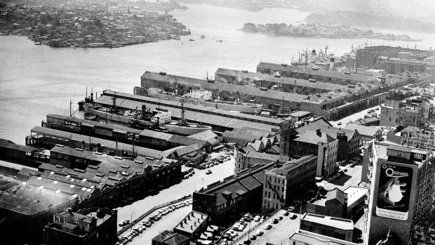 Aerial view of East Darling Harbour, Sydney on 30 January 1950.
