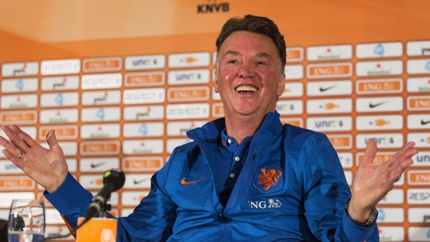 Louis van Gaal speaks to the media ahead of the World Cup last year in his role as Netherlands coach.
