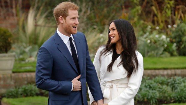 Britain's Prince Harry and his fiancee Meghan Markle at Kensington Palace.