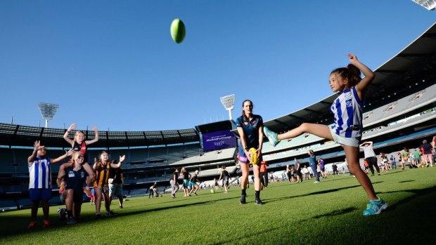 The AFLW and Auskick clinic at the MCG. 