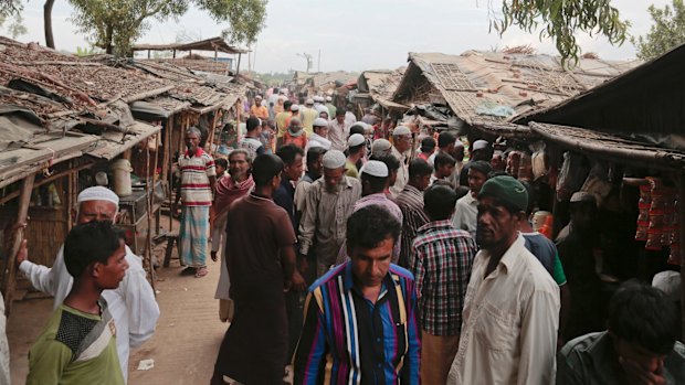 Rohingya from Myanmar in an unregistered refugee camp in Teknaf,  Bangladesh. 