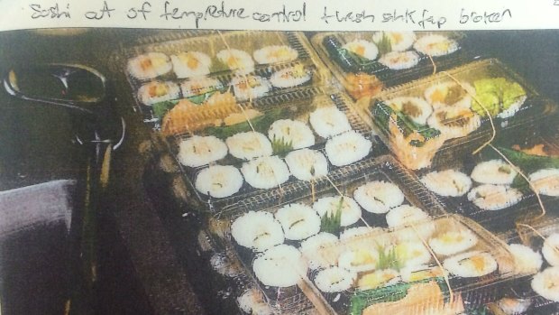 Sushi stored at improper temperatures in Woden