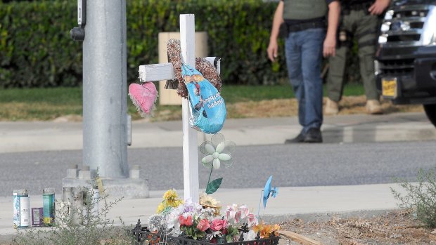 A small memorial in San Bernardino on Thursday. 