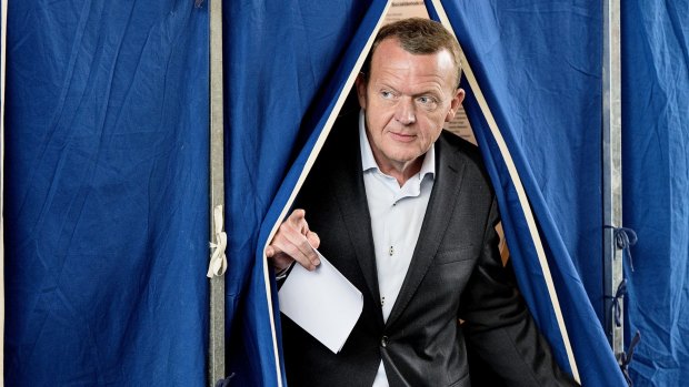 Lars Loekke Rasmussen, then leader of opposition party Venstre, casts his vote during the general election in Copenhagen on Thursday.
