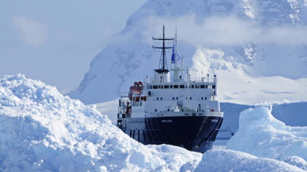 Oceanwide Expedition's ship MV Ortelius in Antarctica.