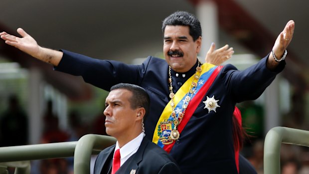 Venezuela's President Nicolas Maduro at a military parade commemorating the country's Independence Day in Caracas on July 5.