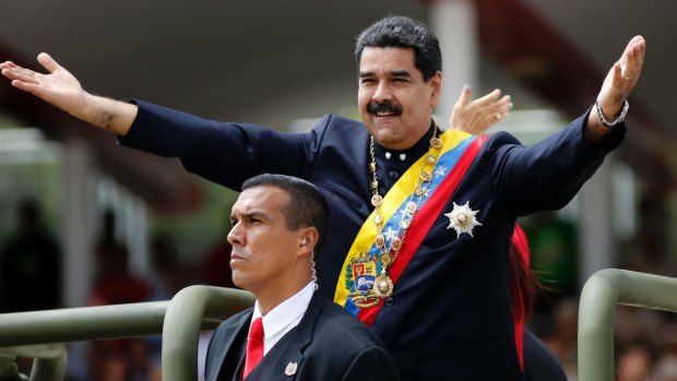 Venezuela's President Nicolas Maduro at a military parade commemorating the country's Independence Day in Caracas on July 5.