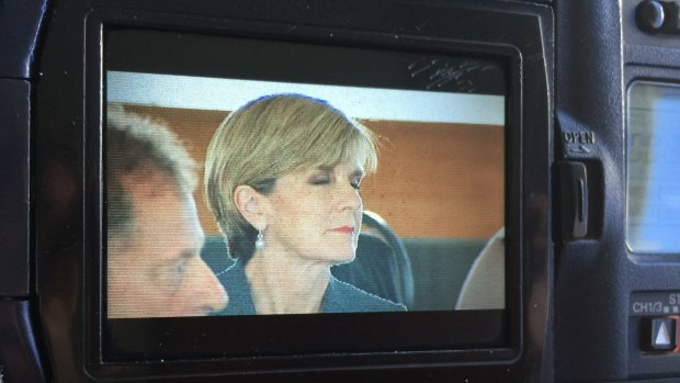 Julie Bishop nods off during Tony Abbott's speech in New Zealand.