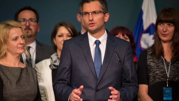 Presidential candidate Marjan Sarec in Ljubljana on Sunday.