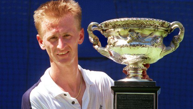 Accused: Petr Korda with the Australian Open trophy after his victory in the 1998 final.