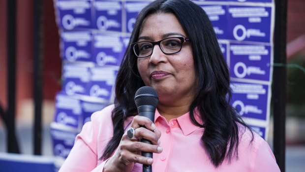 The Abortion Law Reform Campaign by Mehreen Faruqi holds an action outside NSW Parliament House. 