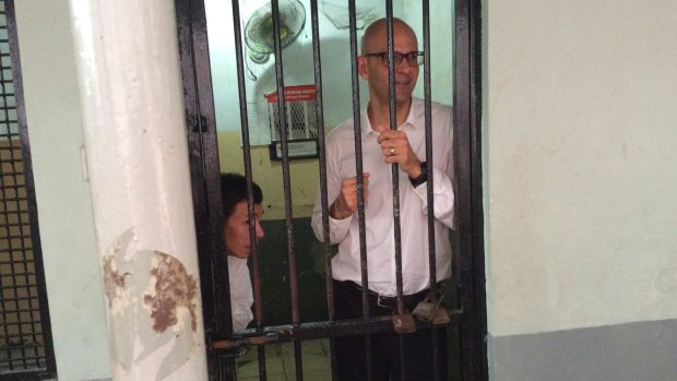 Neil Bantleman (right) and left Ferdinand Tjiong in jail last year.