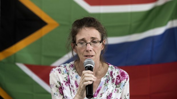 Yolande Korkie, the wife of South African hostage Pierre Korkie, appealing for her husband's release earlier this year. 