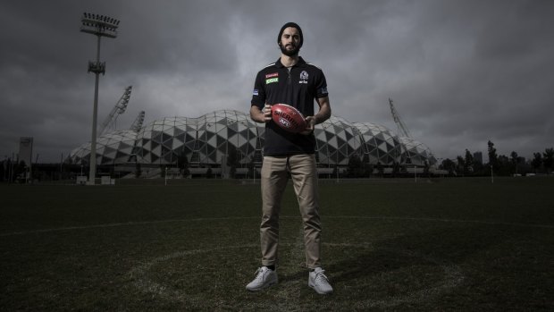 Collingwood footballer Brodie Grundy poses for a photo at the Holden Centre.
