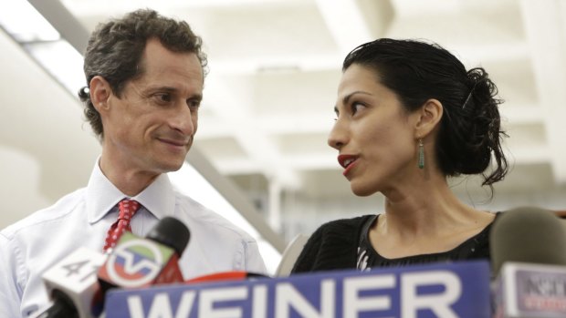 Huma Abedin with her husband Anthony Weiner in 2013. 