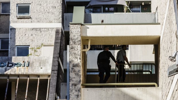 Police at the scene of the incident in John Street, Waterloo.