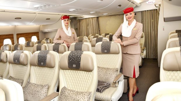 Emirates premium economy Airbus A380. 