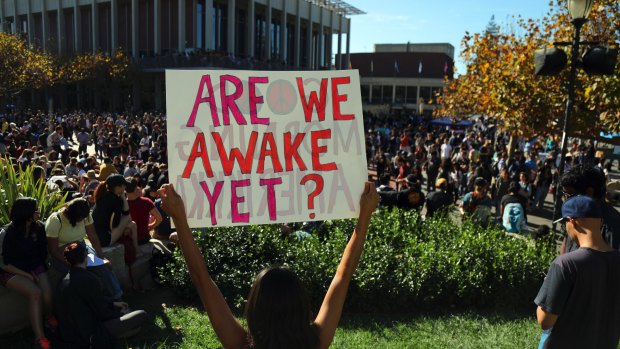 Berkeley students protesting the election of Donald Trump are part of a wider backlash against the election result on US campuses.