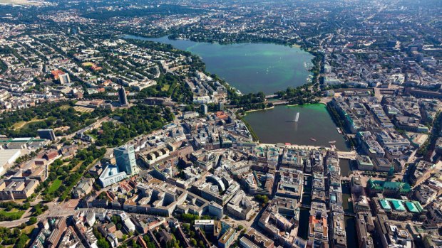 An aerial view of Hamburg.